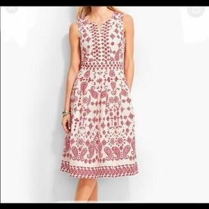 NWT Talbots Red & White Paisley Dress with Pockets